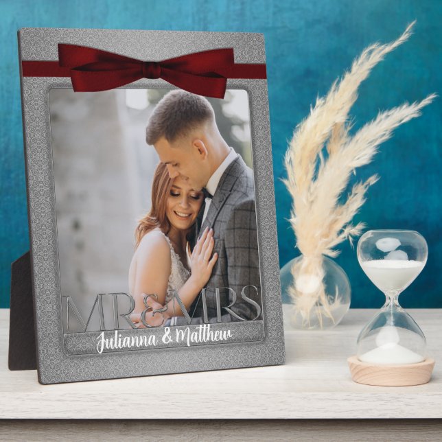 Placa Expositora 8x10 Red and Silver Mr. y Mrs. Boda Photo (Lado)