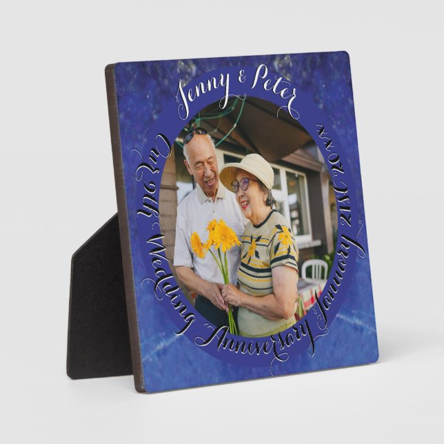 Placa Expositora 9.º aniversario Boda Ronda Lapis Lazuli Frame (Anverso)