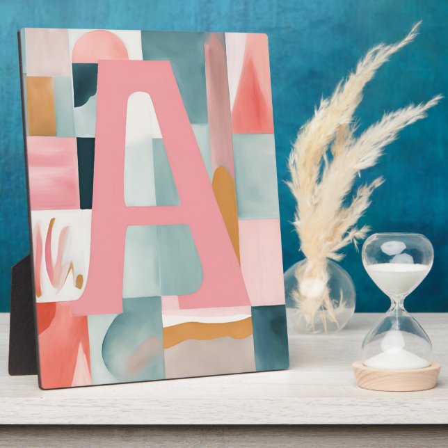 Placa Expositora A en arte de IA rosada (Lado)