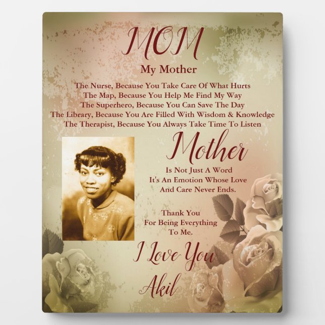 Placa Expositora A la Madre Plaque (Frente)