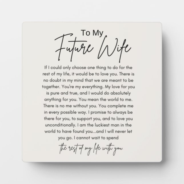 Placa Expositora A mi futura esposa (Frente)