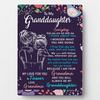 Placa Expositora A mi nieta regalo de la abuela, amante de las flor