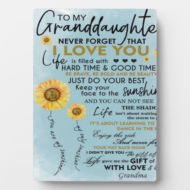 Placa Expositora A mi regalo de nieta, nietos regalo de cumpleaños (Frente)