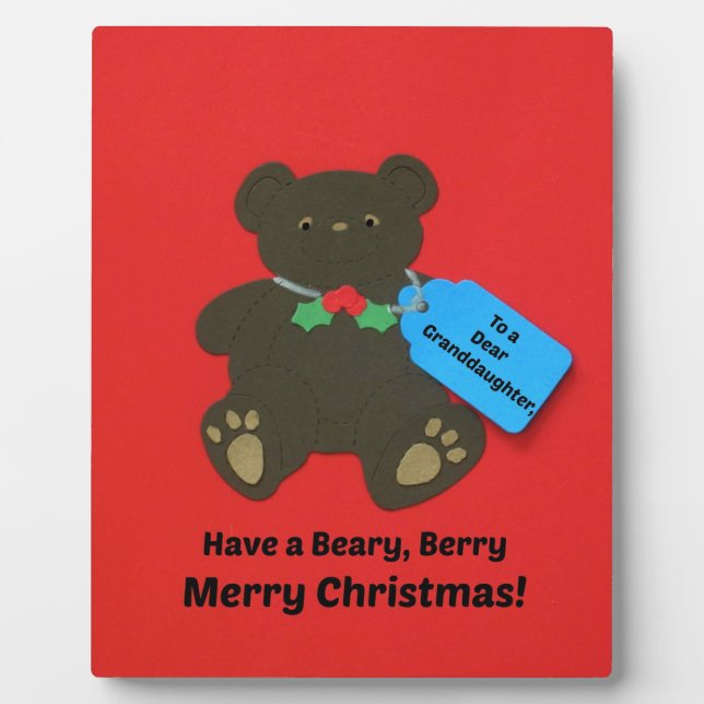 Placa Expositora A una querida nieta en Navidades (Frente)