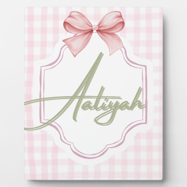 Placa Expositora Aaliyah Baby Nursery Bow&Gingham (Frente)