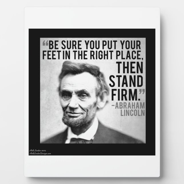 Placa Expositora Abe Lincoln y la cita "Stand Firme" (Frente)