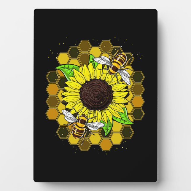 Placa Expositora Abejas de girasol hippie (Frente)