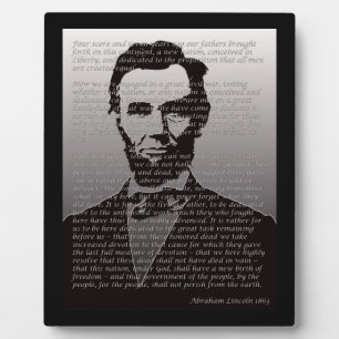 Placa Expositora Abraham Lincoln y Gettysburg Dirección Plaque