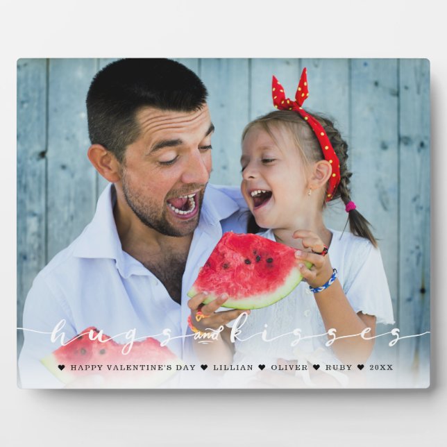 Placa Expositora Abrazos y besos feliz día de San Valentín foto fam (Frente)