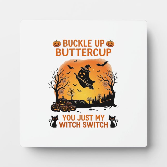 Placa Expositora Abróchense Buttercup Halloween Fantasma Bruja Somb (Frente)