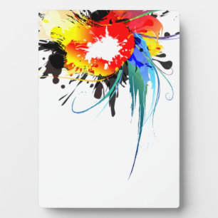 Placa Expositora Abstract Wild Parrot Paint Splatters