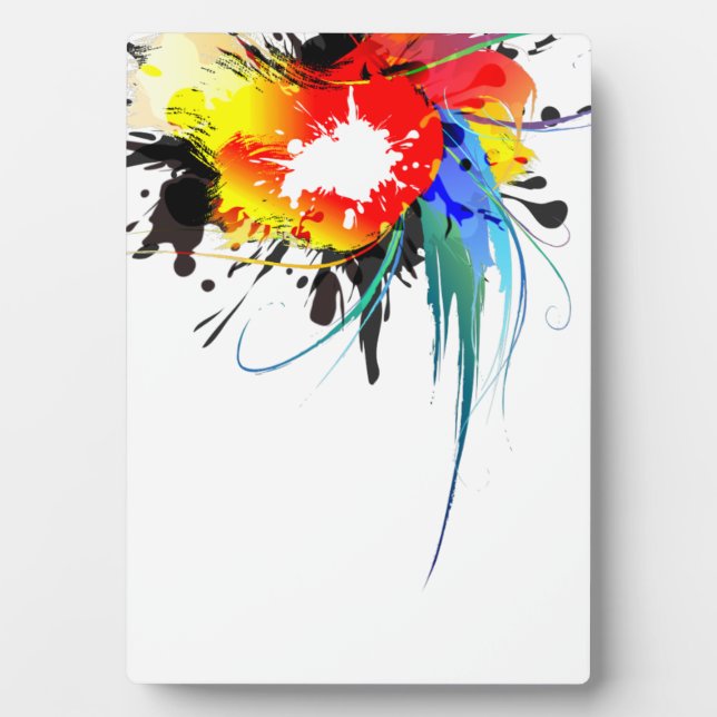 Placa Expositora Abstract Wild Parrot Paint Splatters (Frente)