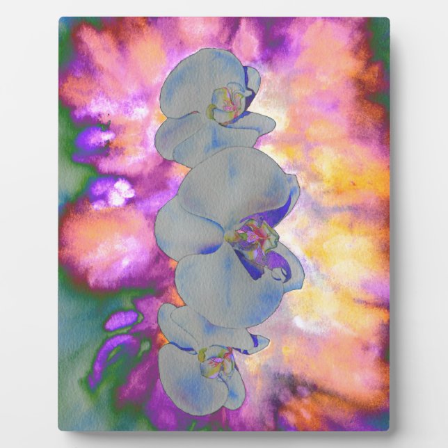 Placa Expositora Abstracto acuarela orquídeas florales tropicales (Frente)