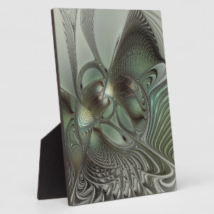 Placa Expositora Abstracto Olive Sage Green Grey Fractal Art Fantas