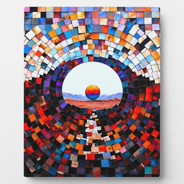 Placa Expositora Abstrakter Mosaikblick der Stille (Frente)