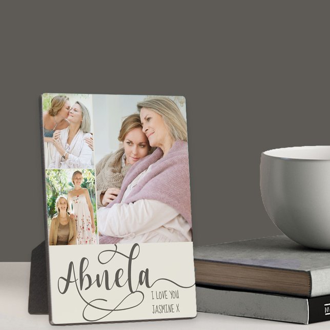 Placa Expositora Abuela Calligraphy I Love You 3 Photo Cream Olive (Subido por el creador)