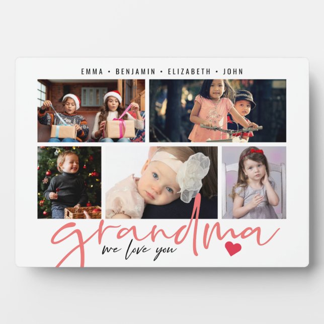 Placa Expositora Abuela: Te queremos Collage de fotos moderno (Frente)