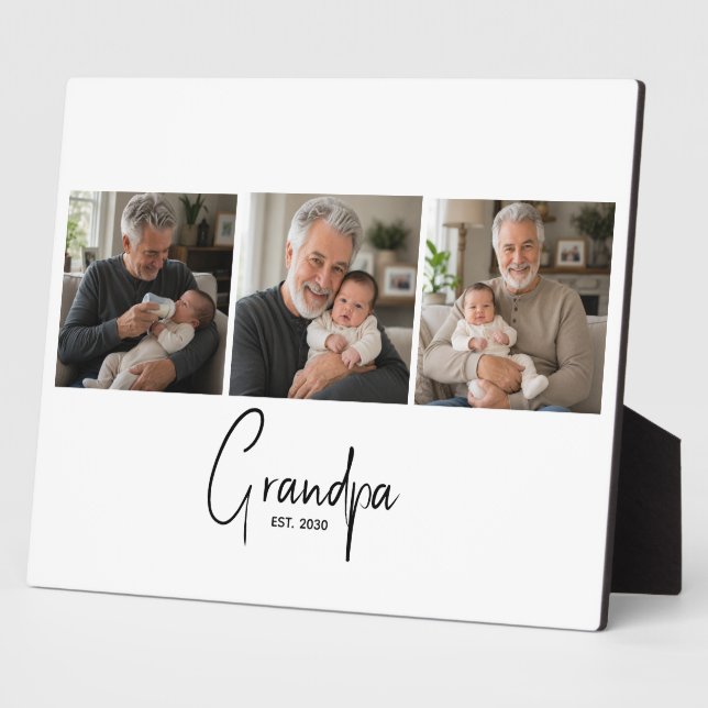 Placa Expositora Abuelo Estableció Escritura Moderna 3 Foto (Lado)