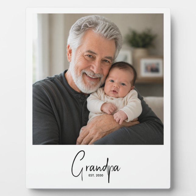 Placa Expositora Abuelo Estableció Foto De Escritura Moderna (Frente)