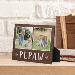 Placa Expositora Abuelo ruso de fotografía de dos personas<br><div class="desc">El encantador cartel de madera para el Día del Padre,  cumpleaños o Día de los Abuelos presenta dos fotos lado a lado en un fondo rústico con "Pepaw" debajo.</div>