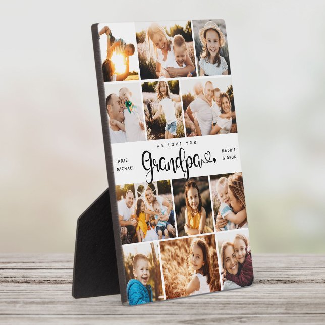 Placa Expositora Abuelo te amamos corazón Collage de fotos moderno (Subido por el creador)