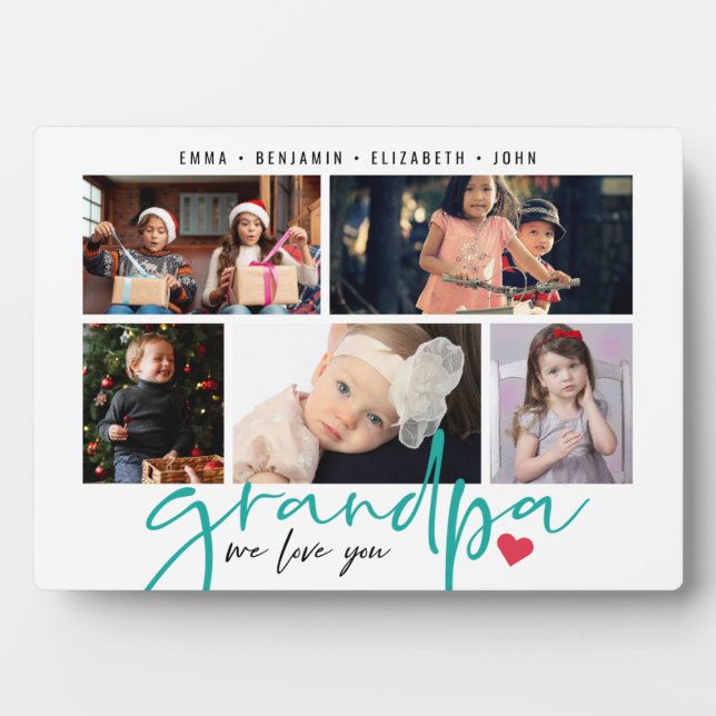 Placa Expositora Abuelo te queremos Collage de fotos moderno (Frente)
