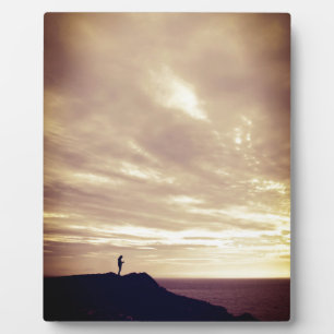 Placa Expositora Acantilados Pennard al atardecer, Gower, Swansea