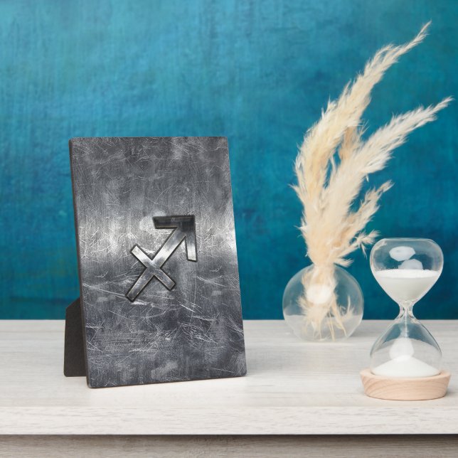 Placa Expositora Acero alterado del Rótulo Sagittarius Zodiac (Lado)