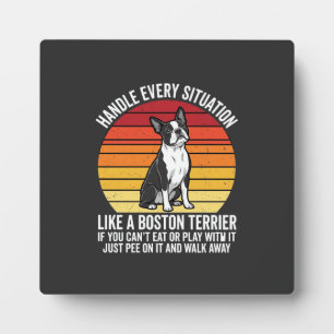 Placa Expositora Actitud divertida de perro retro Boston Terrier