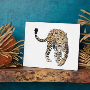 Placa Expositora acuarela leopardo gato de la selva animal pintado