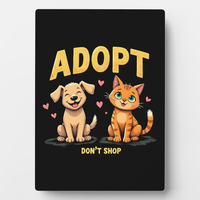 Placa Expositora Adopta No Compres - Rescate de Mascotas Lindas Ama (Frente)