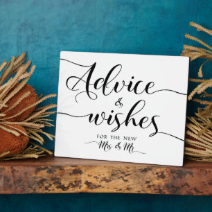Placa Expositora Advice and Wishes wedding sign