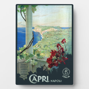 Placa Expositora Afiche de viaje de Vintage Capri Napoli Italia