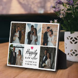 Placa Expositora Afortunadamente Después Del Collage de fotos Boda<br><div class="desc">¡Celebra tu historia de amor con la "Plaque de Collage de fotos de Boda del corazón feliz de siempre" de Zazzle! Esta impresionante placa muestra el elegante guión de "Feliz eterno después" con un encantador corazón rosa caliente y nombres personalizados de la novia y el novio. Rodee la pieza central...</div>