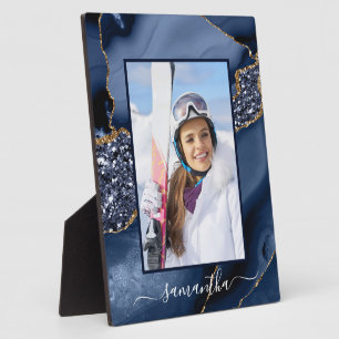 Placa Expositora Agate, Purpurina de oro azul de la marina, foto de