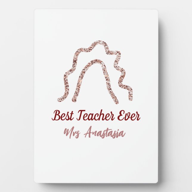 Placa Expositora Agradecimiento a la maestra arcoíris brillo meloco (Frente)