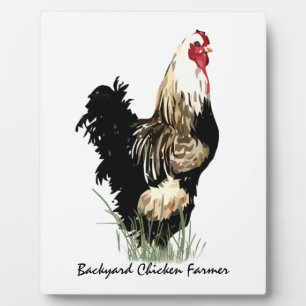 Placa Expositora Agricultor de pollo de patio trasero con diseño de