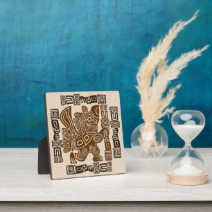Placa Expositora Águila azteca guerrera arte tribal antiguo