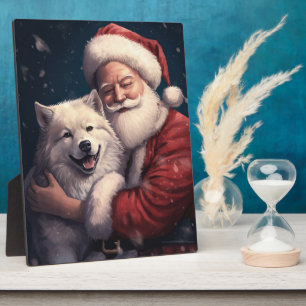 Placa Expositora Akita con Santa Claus Navideño Festivo