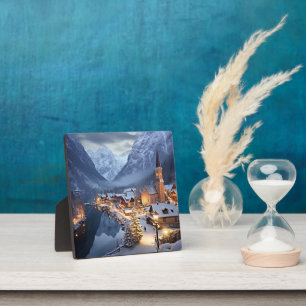 Placa Expositora Aldea europea en invierno, AI,