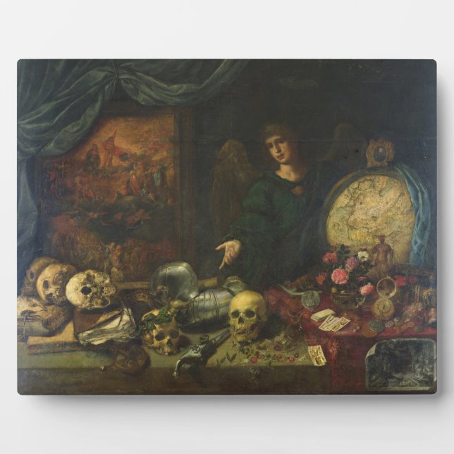 Placa Expositora Alegoría de Vanity, 1650-60 (aceite sobre lienzo) (Frente)