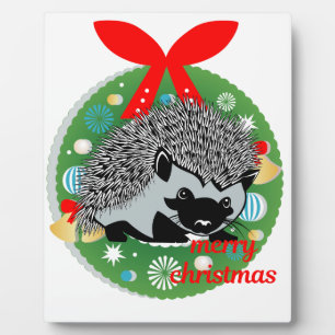Placa Expositora alegre navidad hedgehog