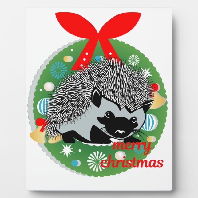 Placa Expositora alegre navidad hedgehog (Frente)