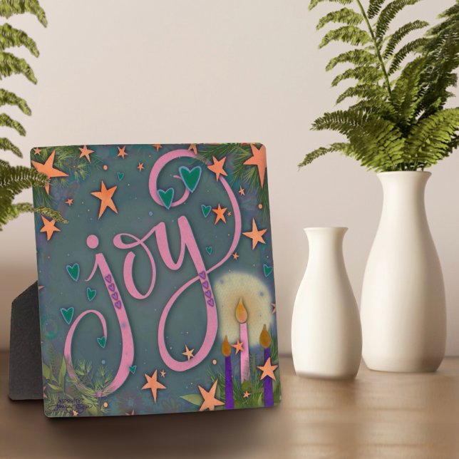 Placa Expositora Alegría caprichosa bonito Vela Avance Easel (Joy Advent Plaque)