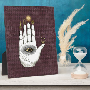 Placa Expositora Alquimia vintage mano de misterios Tabletop Plaque