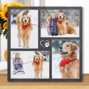 Placa Expositora Amante de los Perros Collage Personalizado de 4 Fo