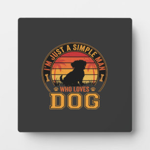 Placa Expositora Amante de los Perros Hombre Simple Retro Atardecer