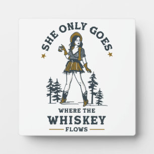 Placa Expositora Amante de Whisky Cowgirl Occidental Vintage Divert