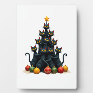 Placa Expositora Amantes de los Gatos Árbol de Navidad Divertido y