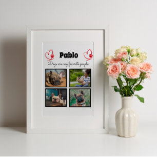 Placa Expositora Amar a mi perro - collage personalizado de 4 fotos